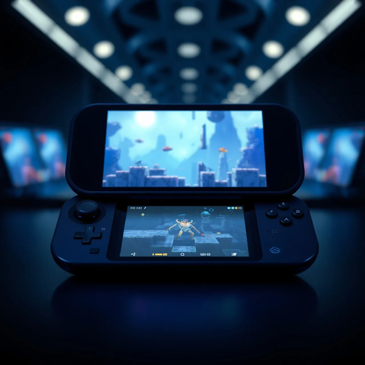 Um jogador segurando o controle do Switch 2, vestindo roupa esportiva, enquanto faz agachamento ao lado de um copo de água e um smartwatch