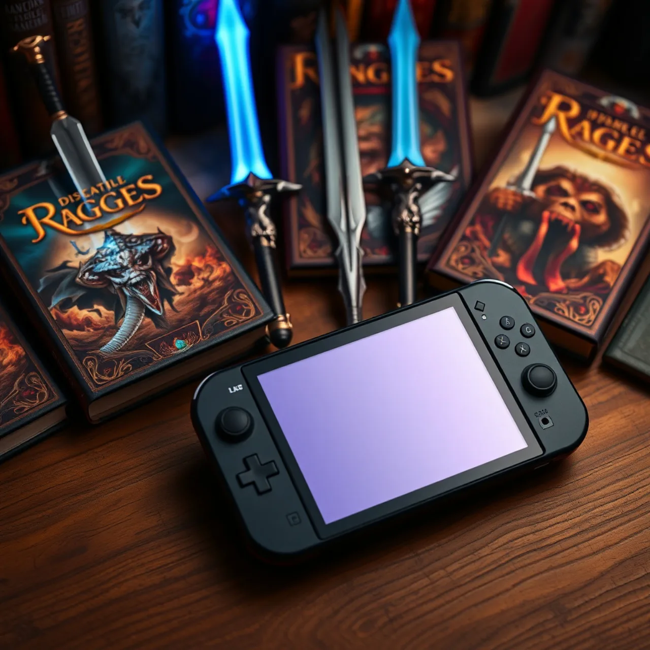 Switch com o cartucho de Sacred 2 Remaster ao lado de um controle Joy‑Con, exibindo a capa vibrante do jogo