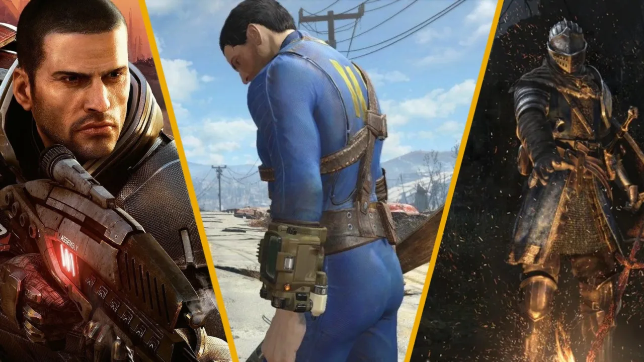 Mulher em leggings faz agachamento com halteres, ao fundo um controle de videogame sobre a mesa