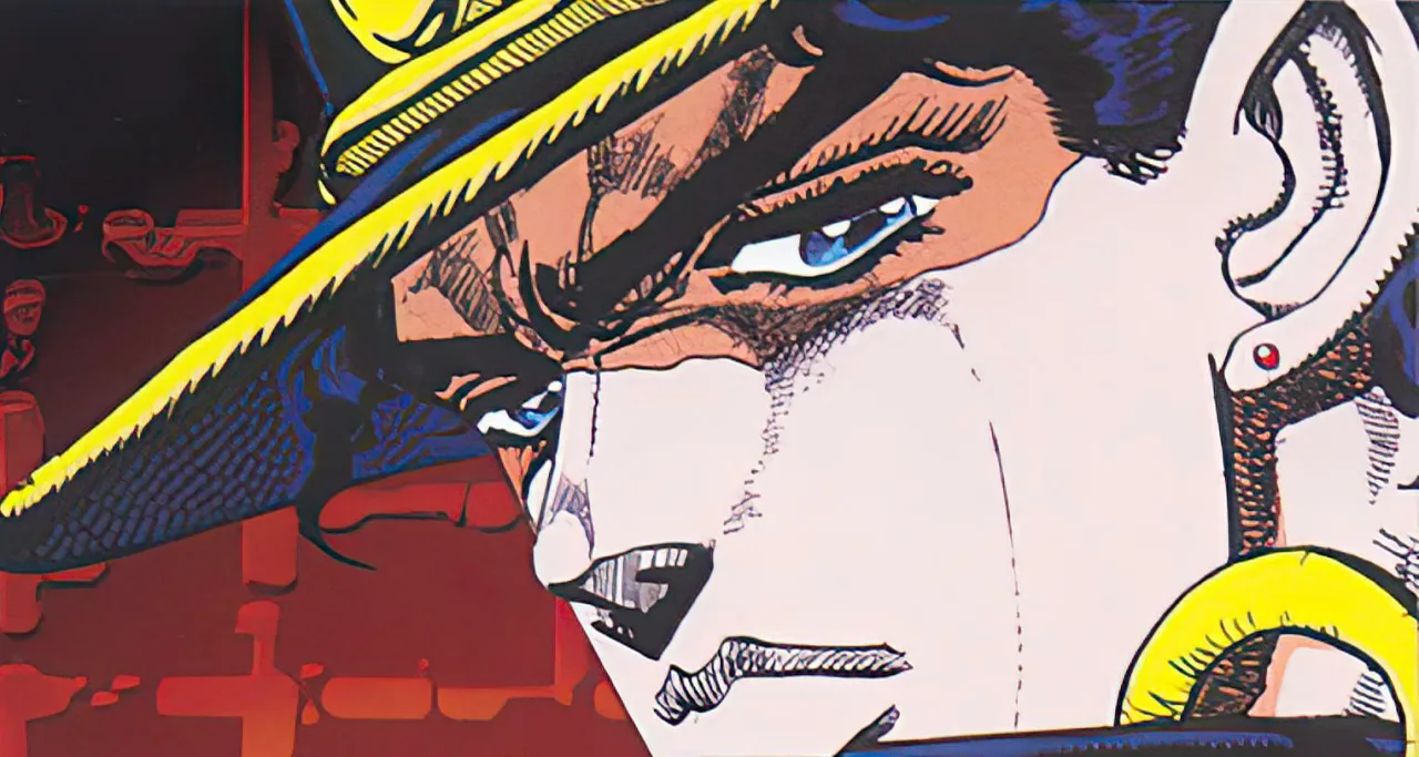 Controle de videogame sobre mesa com garrafa de água e suplemento ao lado de um monitor exibindo o jogo JoJo