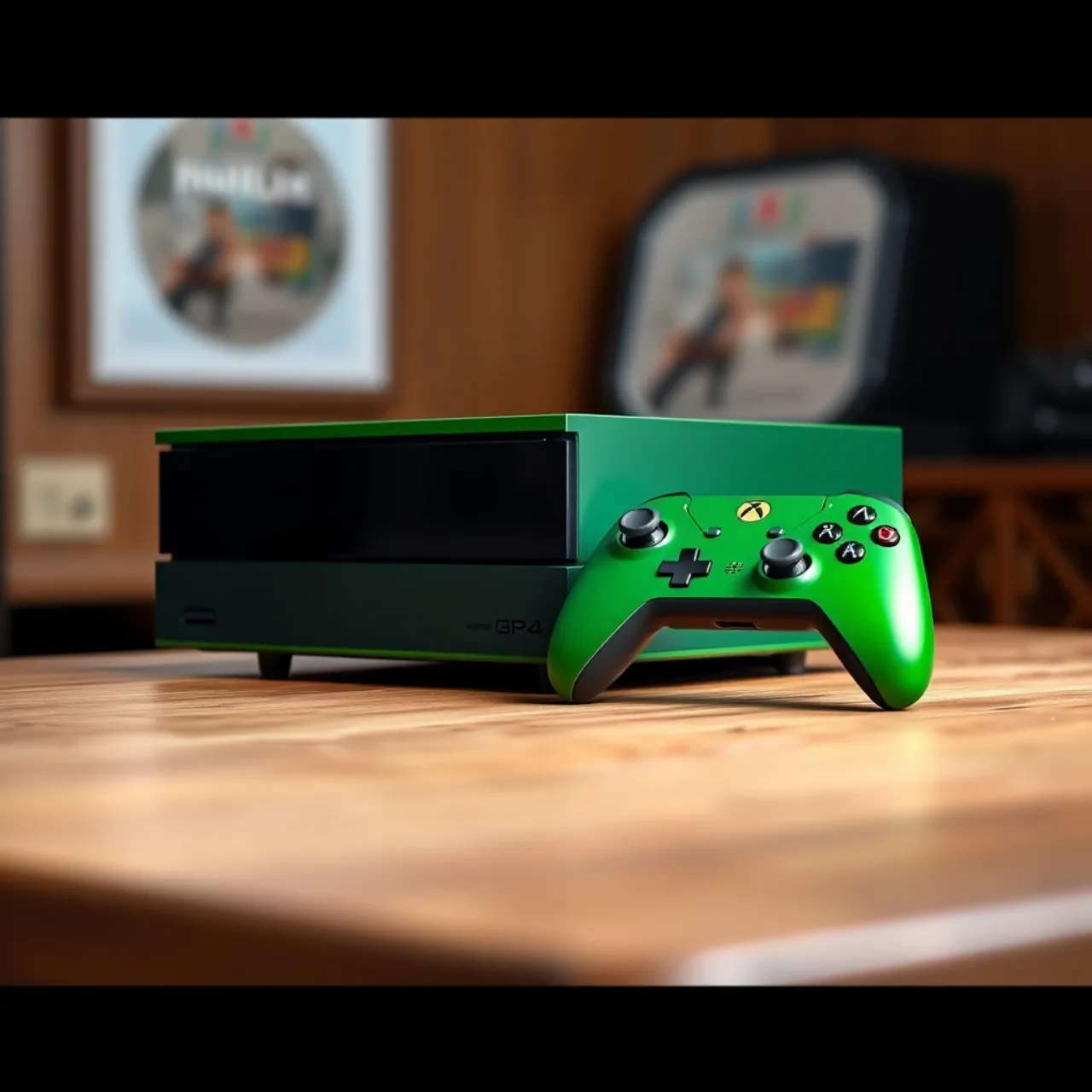 Controlador da Switch 2 edição Zelda sobre tapete de yoga, ao lado de garrafa de água, maçã verde e halteres