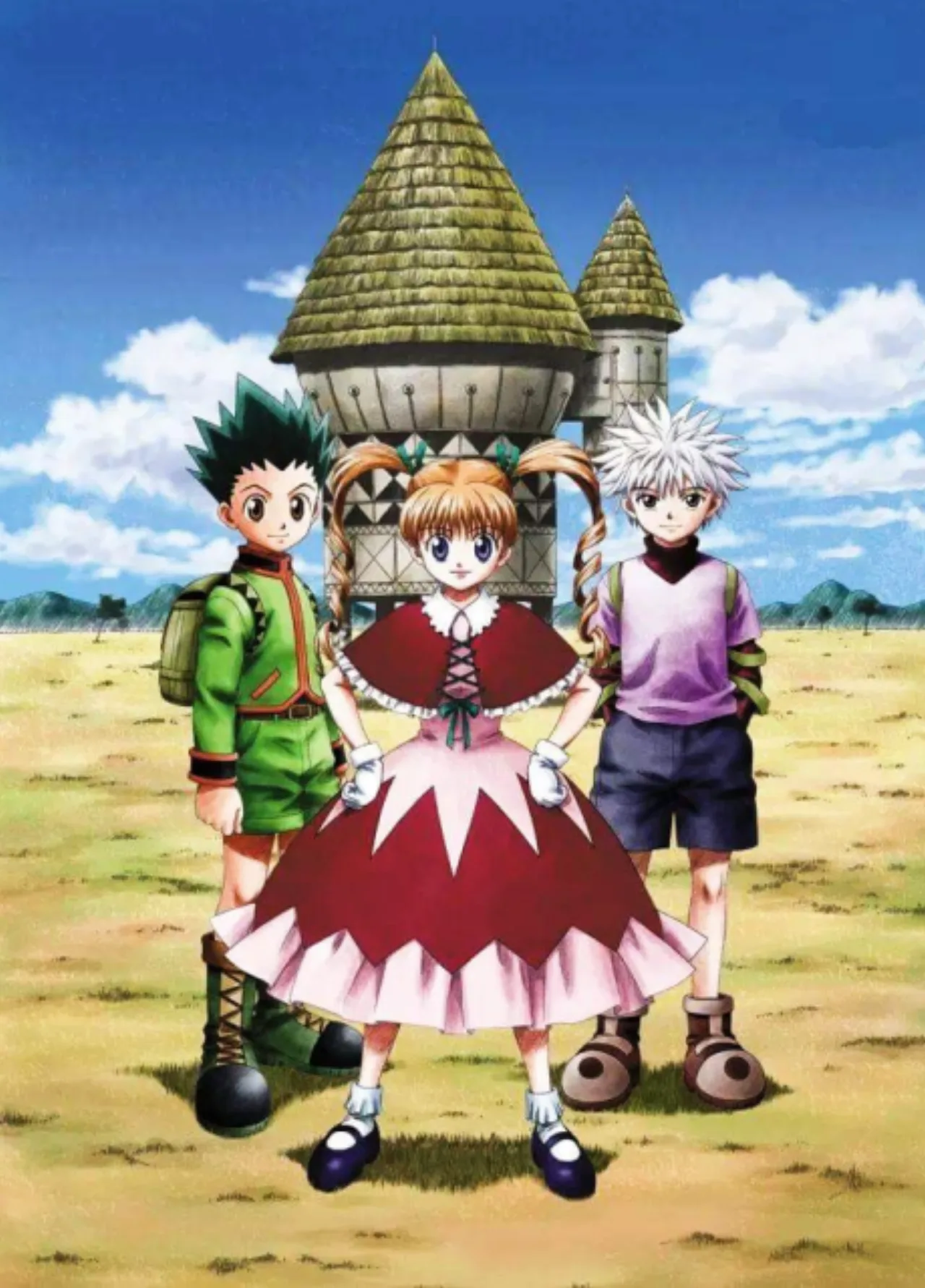 Jovem no sofá, camiseta de Hunter x Hunter, faz alongamento, segurando copo d'água e bowl de frutas