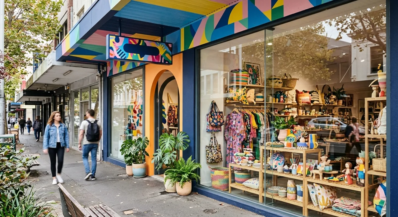 Fachada da Pokémon Store em Londres com logo amarelo, Pikachu gigante e bandeira britânica ao fundo