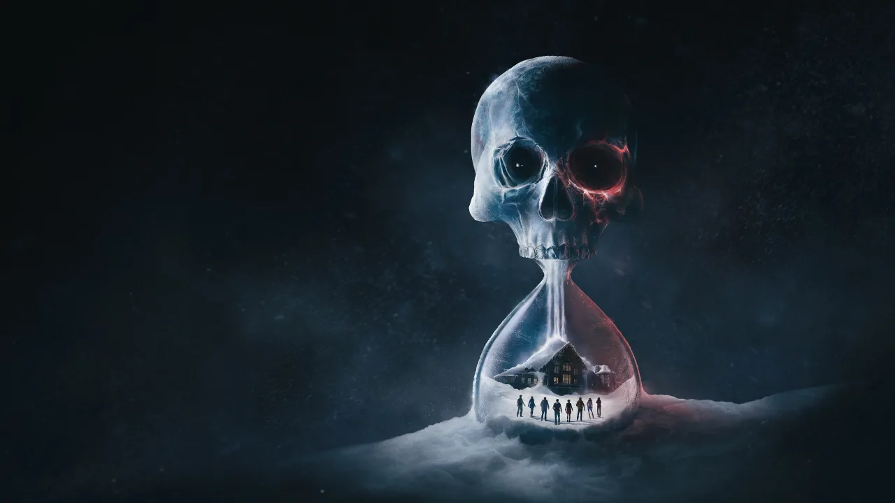 Atleta na esteira, vestindo camiseta do Until Dawn 2, segurando controle PS5 e garrafa de água
