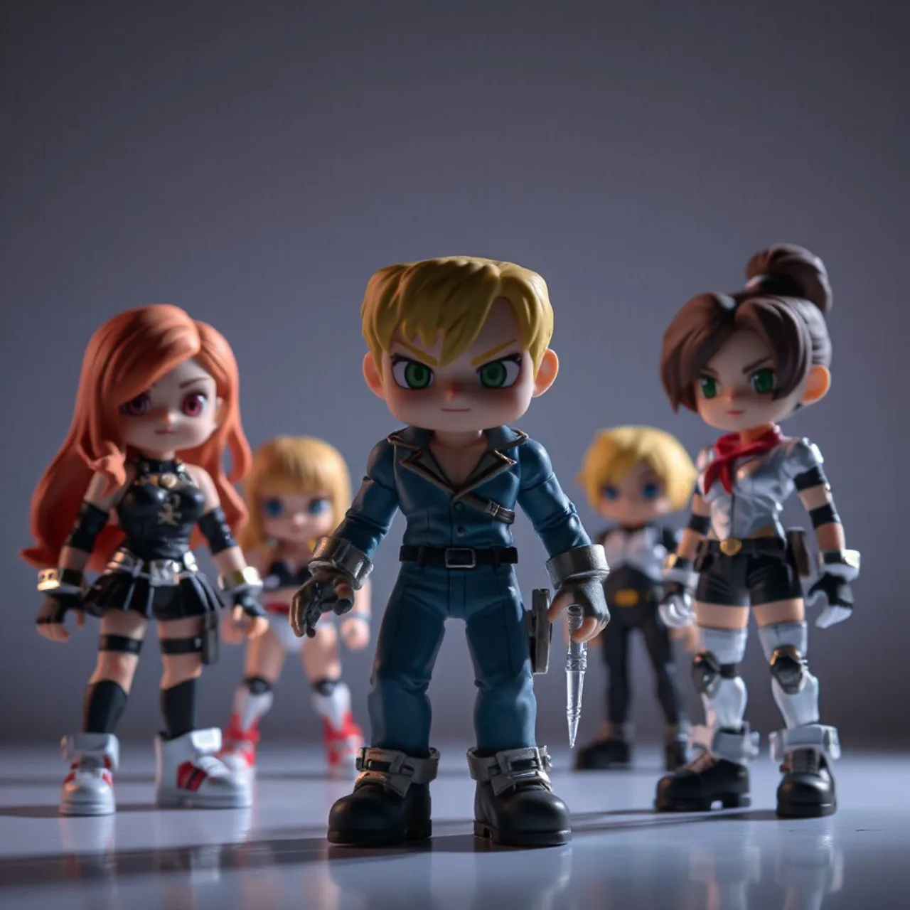 Caixa premium aberta exibe figuras pixel-art de Edward, Alphonse, Roy e Riza sobre fundo neutro
