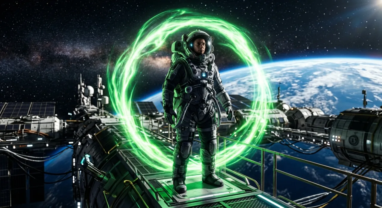 Hal Jordan em traje de piloto, fazendo flexões ao lado de um haltere e uma garrafa d'água, com fundo de pista de pouso