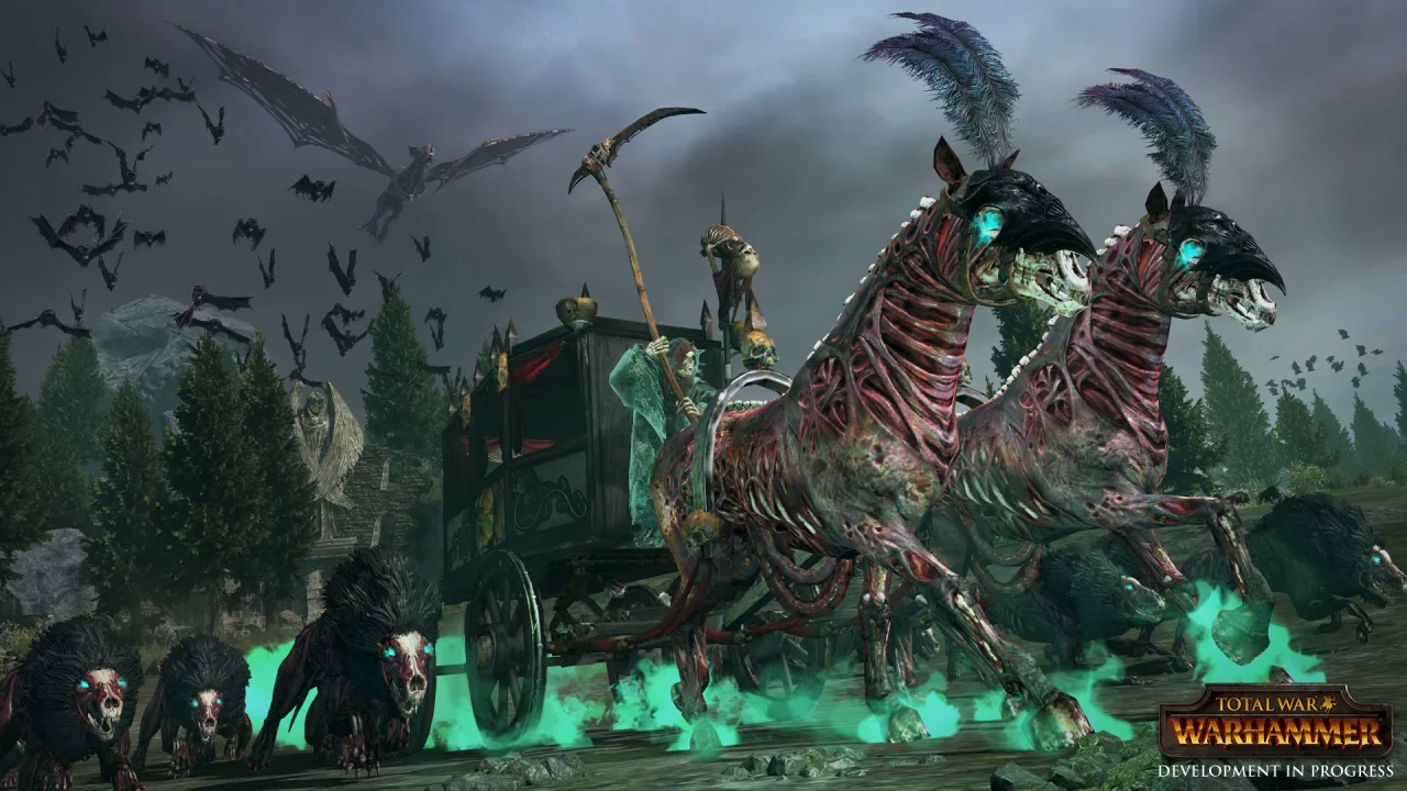 Jogador em cadeira gamer fazendo agachamento com halteres ao lado de um monitor exibindo Total War 40k
