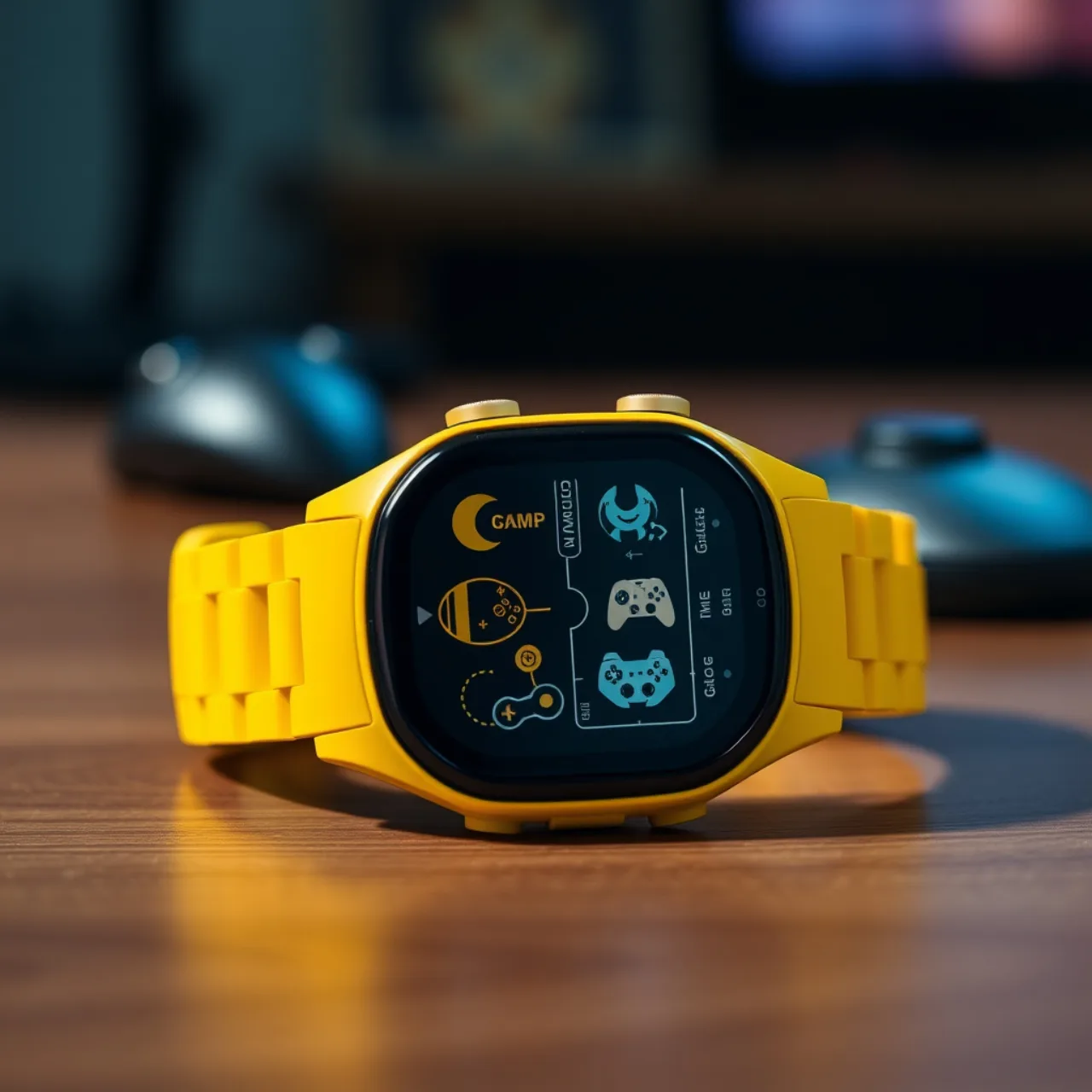 Relógio G‑Shock amarelo ao lado de um cartucho de Mother 3 e um controle de Game Boy Advance