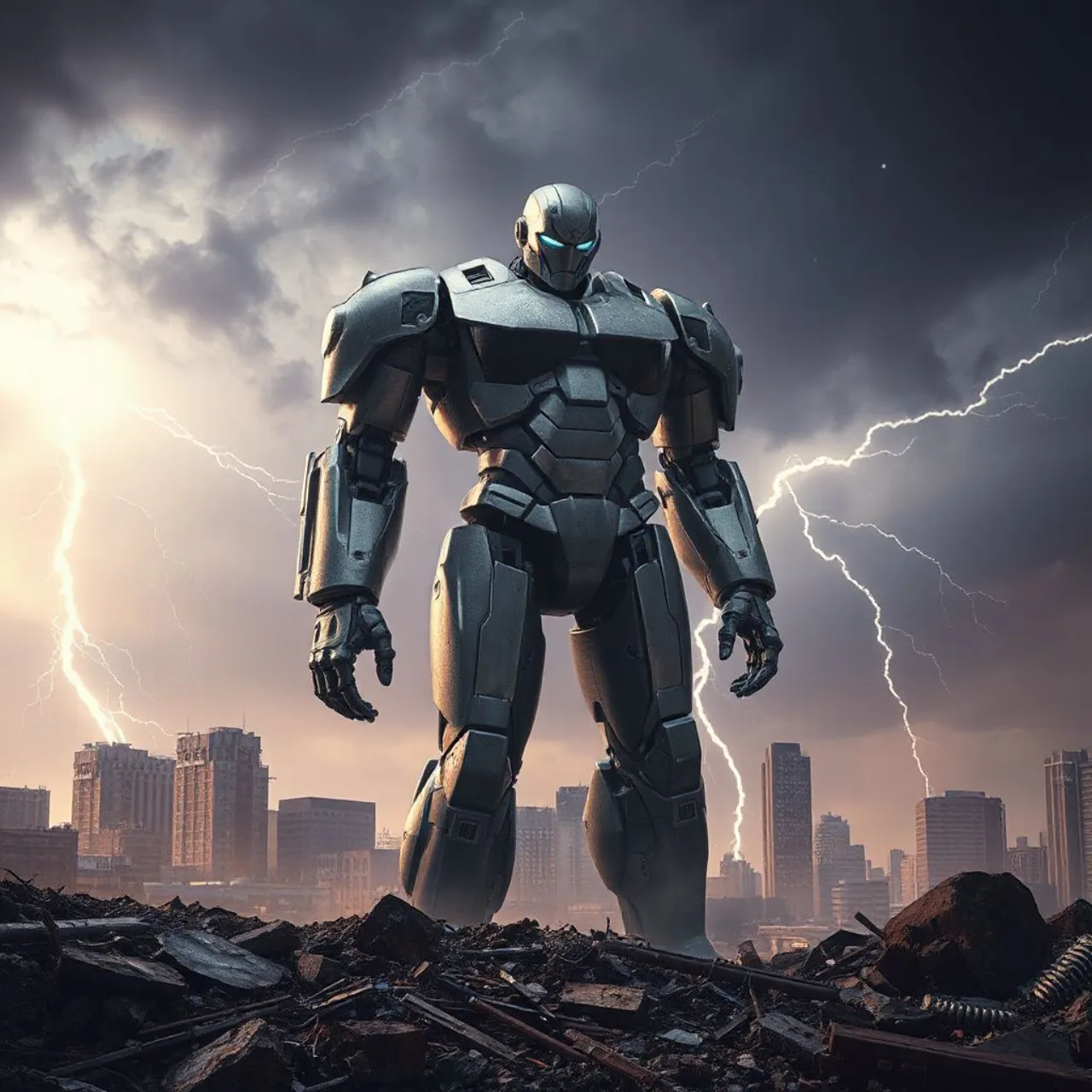 Homem em roupa de treino com camiseta do Ultron levanta halteres ao lado de pôsteres da Liga da Justiça