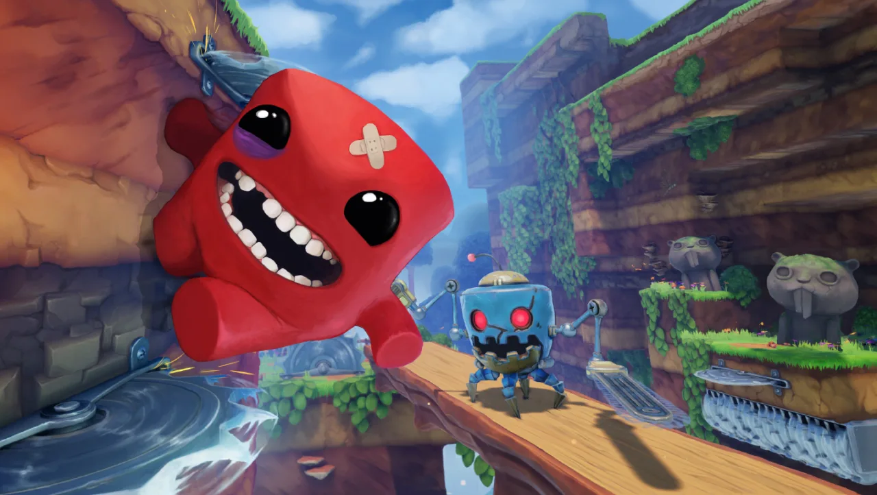 Cena do jogo Super Meat Boy 3D