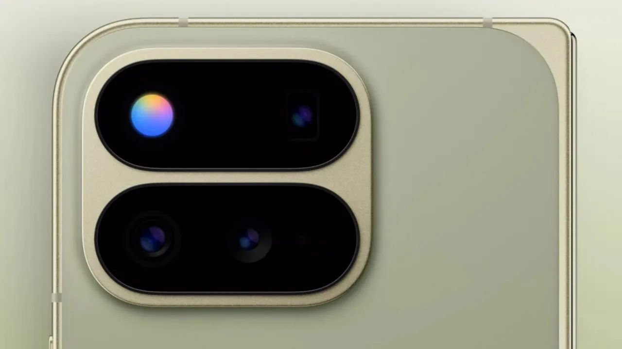Pessoa correndo ao ar livre, usando fones, com o Pixel 11 no bolso e o LED HiLight piscando ao receber chamada