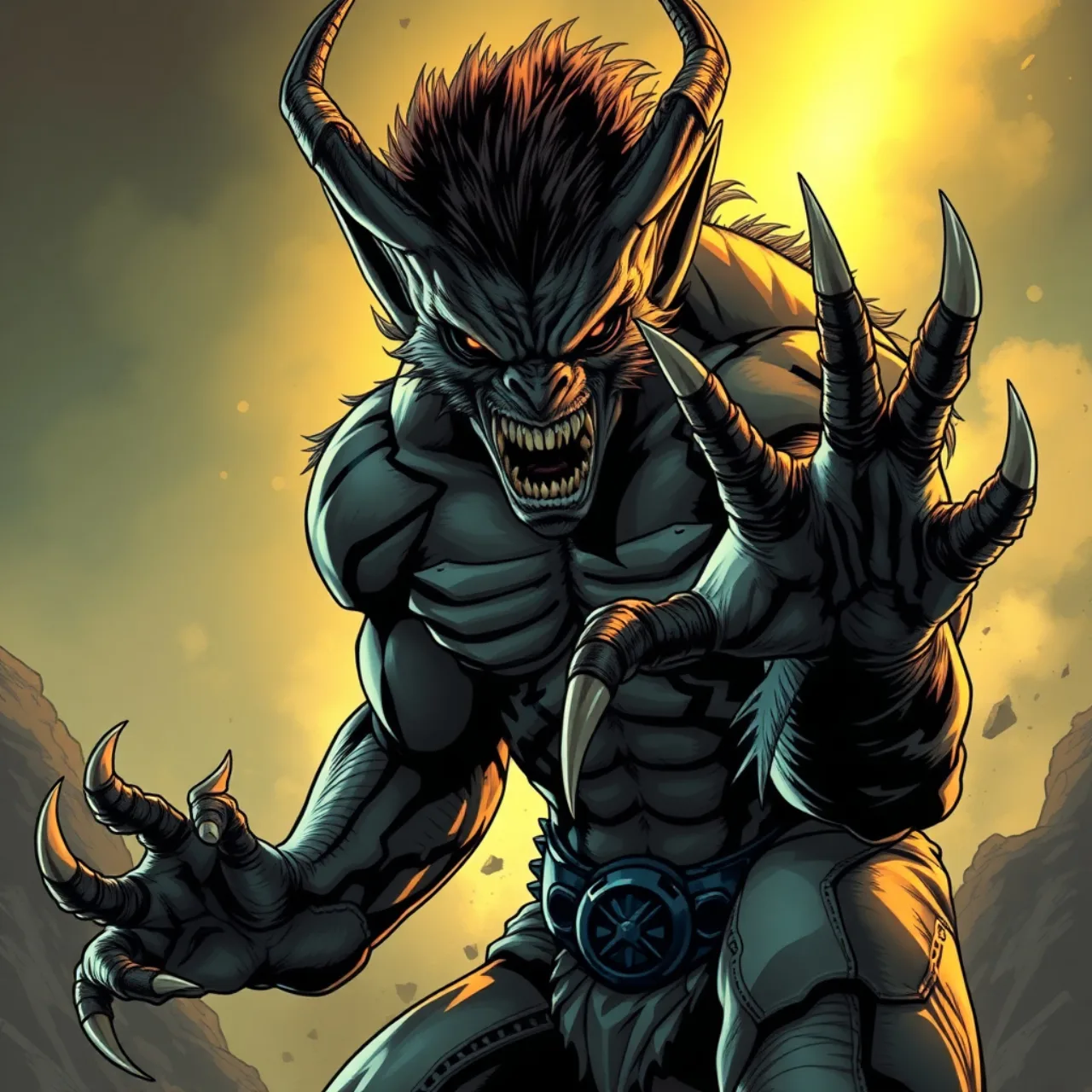 Homem musculoso com camiseta do Wolverine levanta halteres ao lado de capas icônicas de quadrinhos