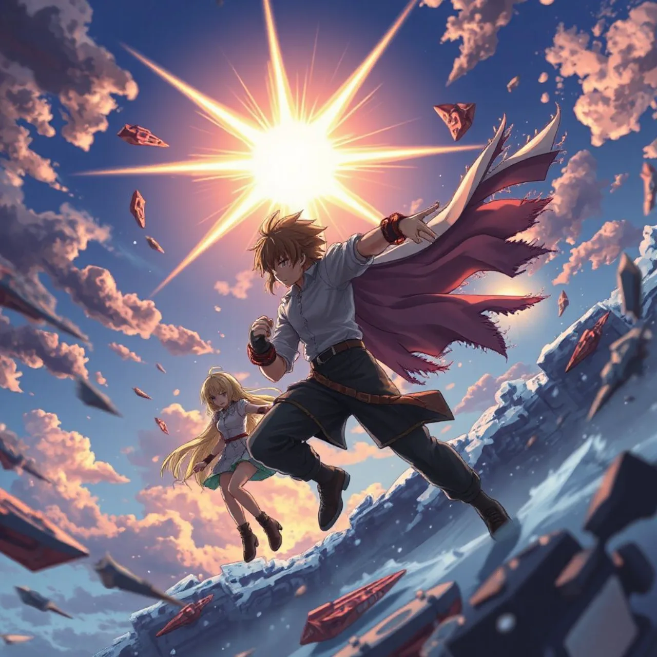 Beerus, em pose imponente, ao lado do logo do Prime Video Japão sobre fundo azul estrelado