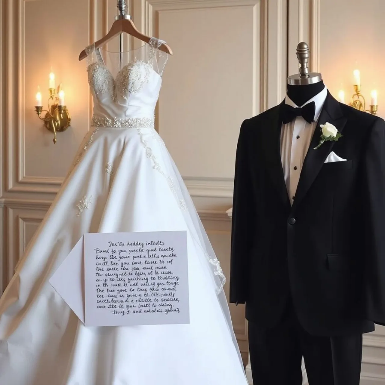 Song Ji Ho e Kim So Ri aparecem sorrindo, segurando cartas manuscritas que anunciam o casamento