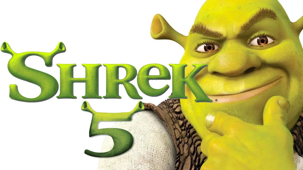 Um jovem faz agachamento com halteres enquanto assiste ao trailer de Shrek 5 num tablet, rodeado de garrafas d'água