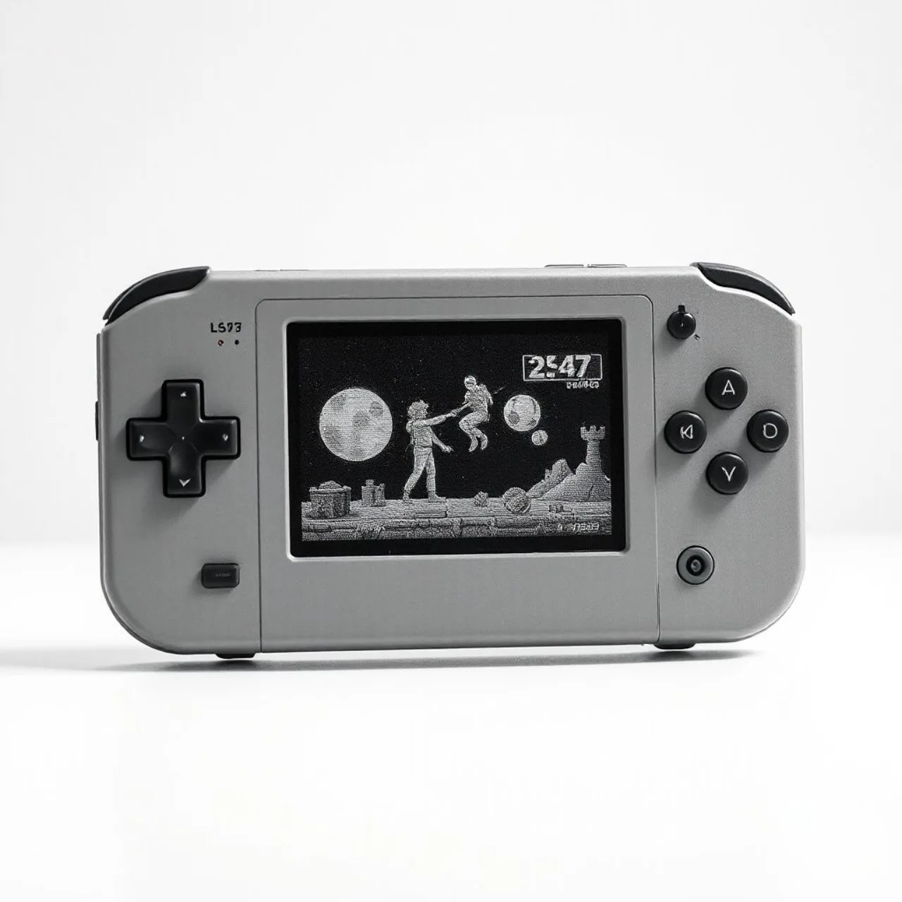 Game Boy clássico conectado a um leitor de e‑ink exibindo gameplay em 30 fps