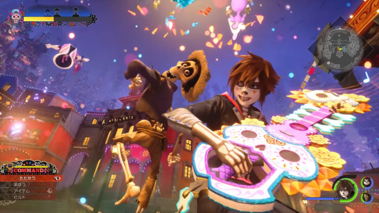 Atleta vestindo camiseta temática de Kingdom Hearts, segurando halteres coloridos enquanto faz agachamento