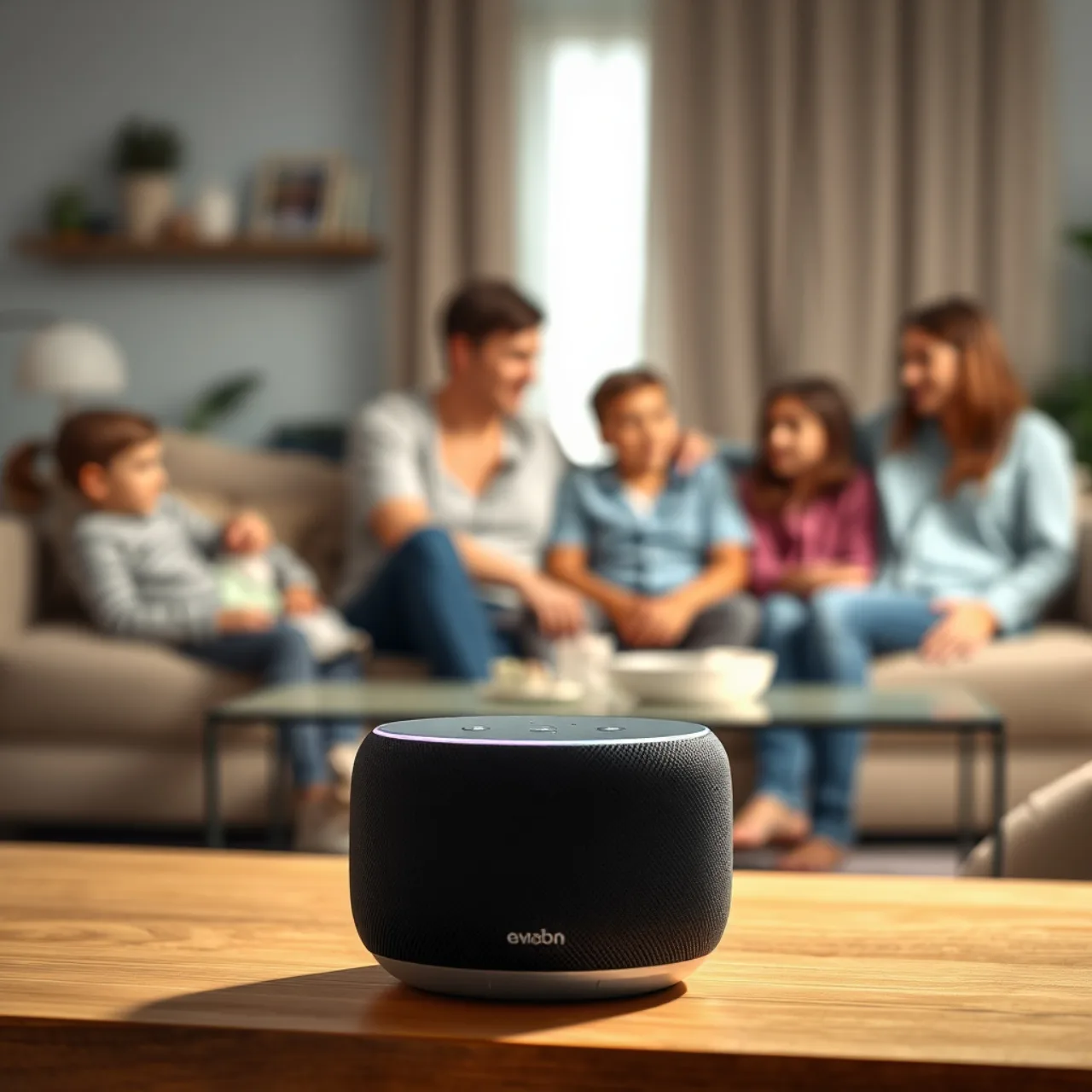 Pessoa malhando com halteres ao lado de um Google Home exibindo ícones de reconhecimento facial
