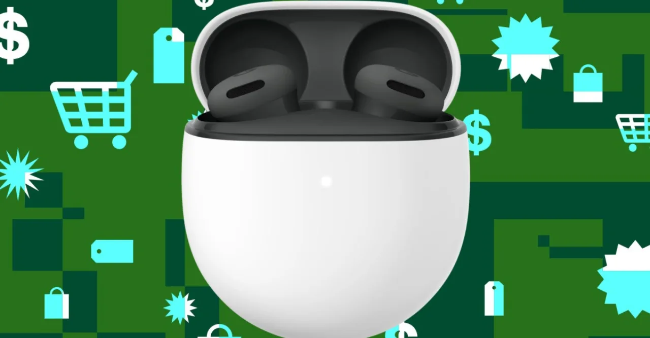Pessoa correndo ao ar livre usando fones Pixel Buds 2a, com garrafa d'água e smartwatch visíveis