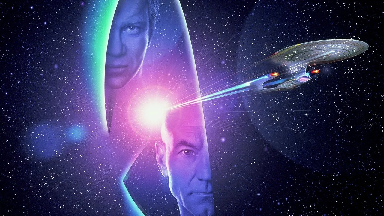 Jovem levanta halteres ao lado de pôster de Star Trek Generations pendurado na parede da academia