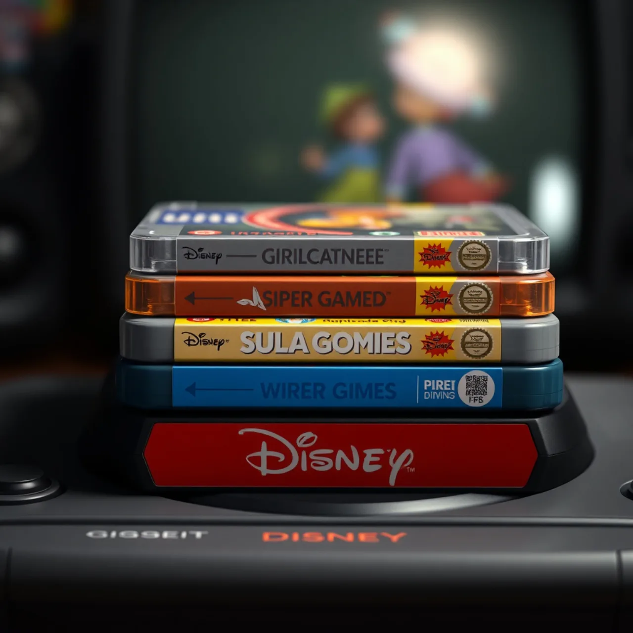 Personagens Disney (Mickey, Elsa e Buzz) segurando um controle Xbox, cercados por capas dos 10 jogos retrocompatíveis