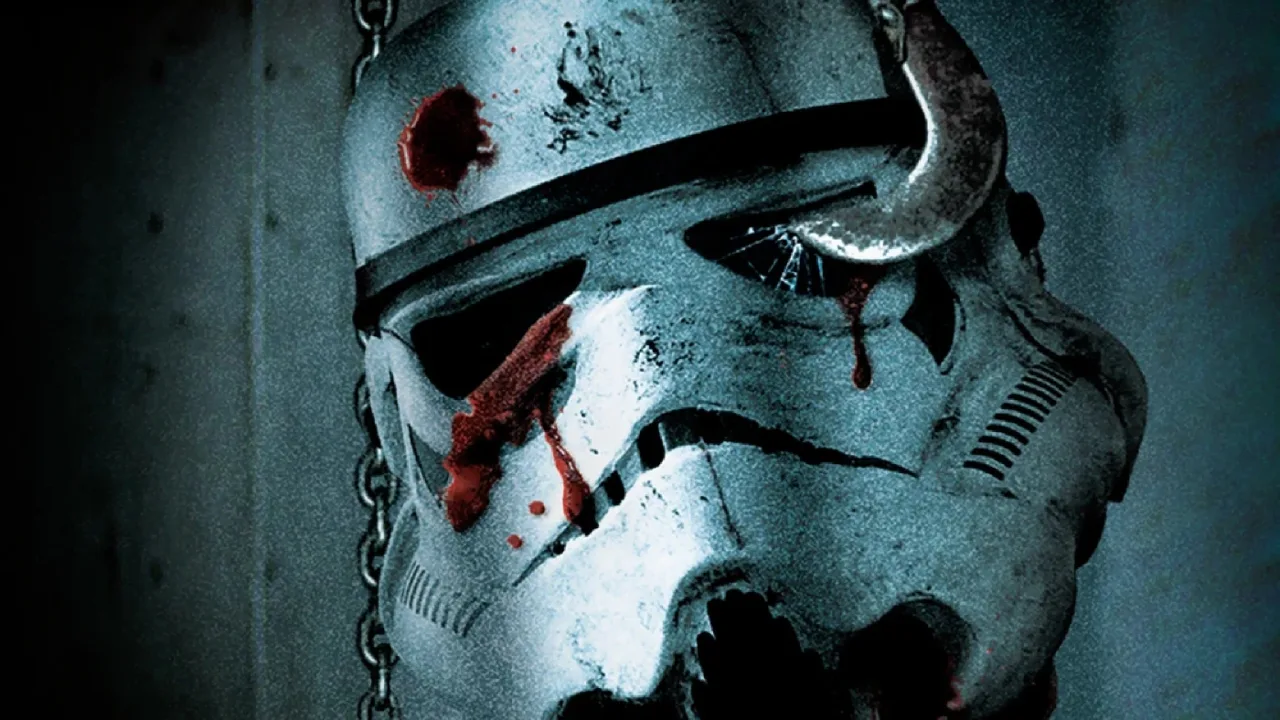 Han Solo e Chewbacca enfrentam um Death Trooper zumbi no corredor escuro da nave prisional