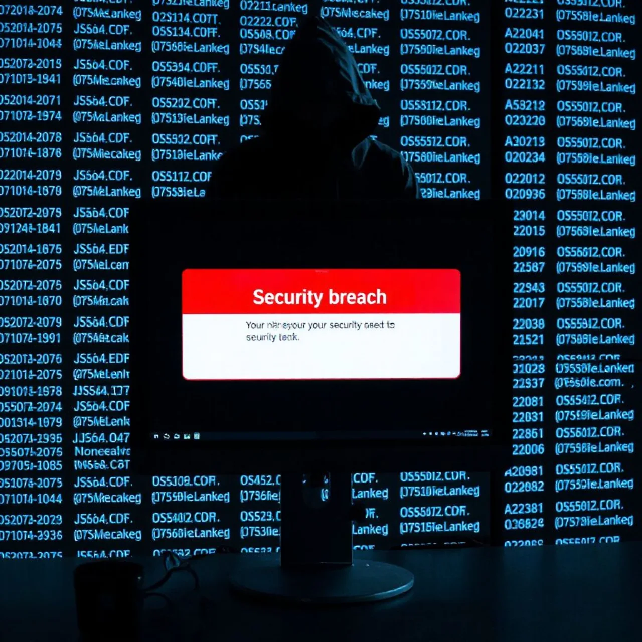 Logo do Discord ao lado de um cadeado quebrado, silhueta de hacker e o ícone da Double Counter em fundo digital
