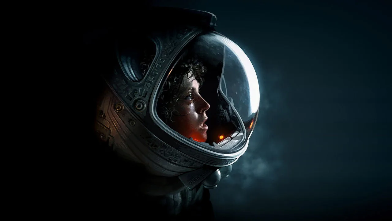 Atleta em traje futurista levanta halteres ao lado de pôsteres de Prometheus e Alien: Romulus