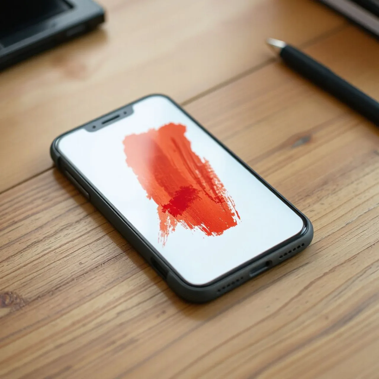 iPhone 18 Pro revestido por capa Casetify com arte em tinta de Yoji Shinkawa, traços brush sobre fundo escuro