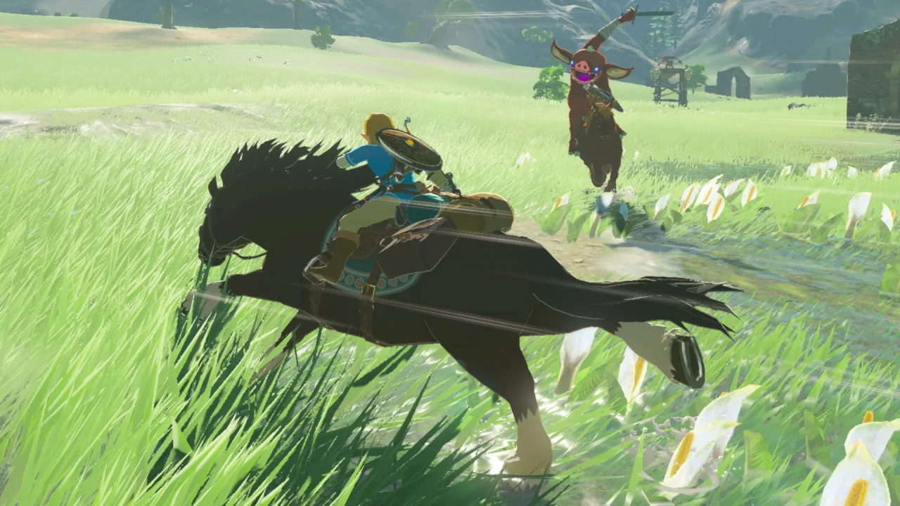 Captura de tela do 3DS rodando versão pixelada de Hyrule com Link em baixa resolução