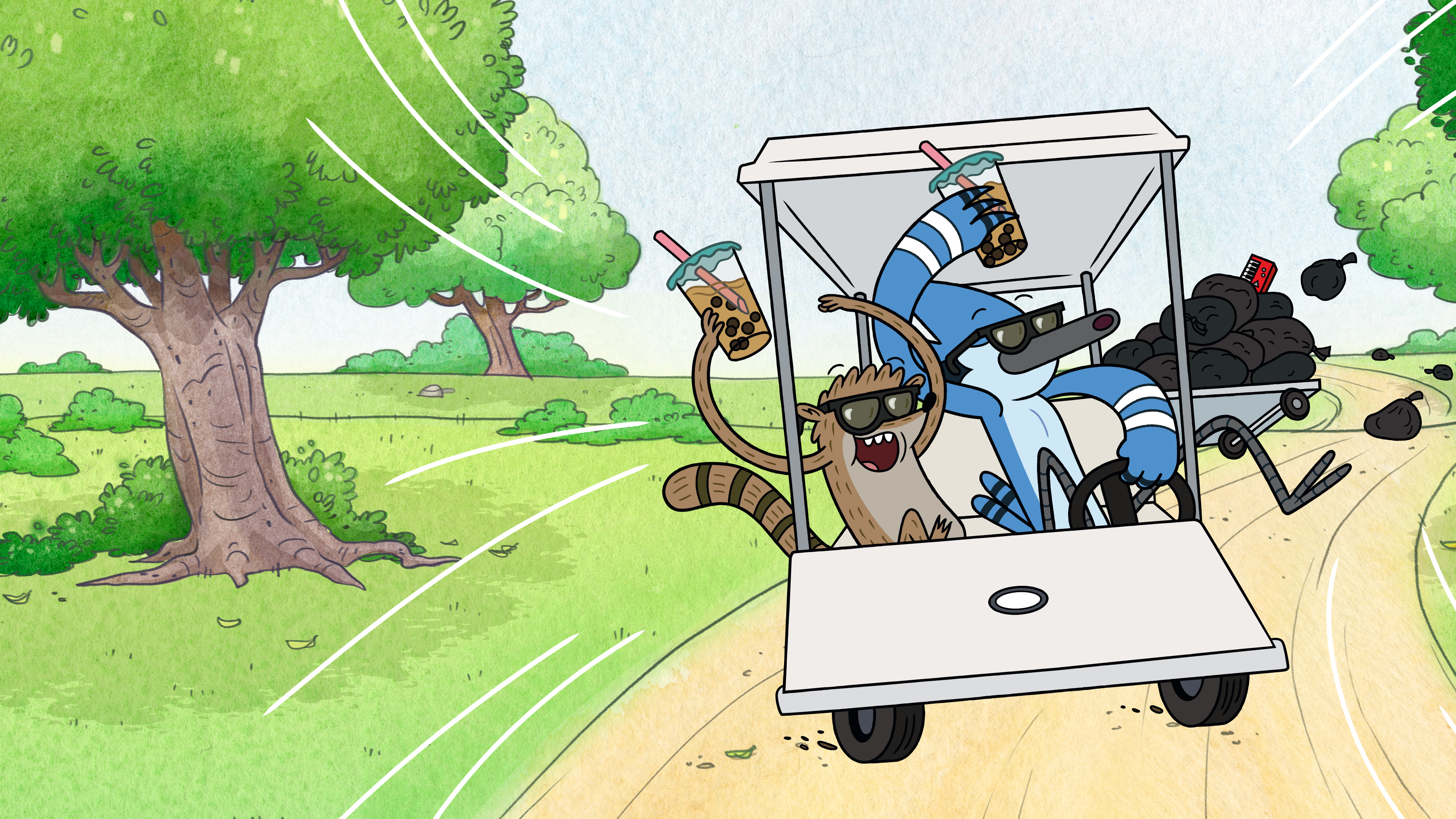 Arte oficial de Apenas um Show: The Lost Tapes, especial do Cartoon Network com Mordecai e Rigby
