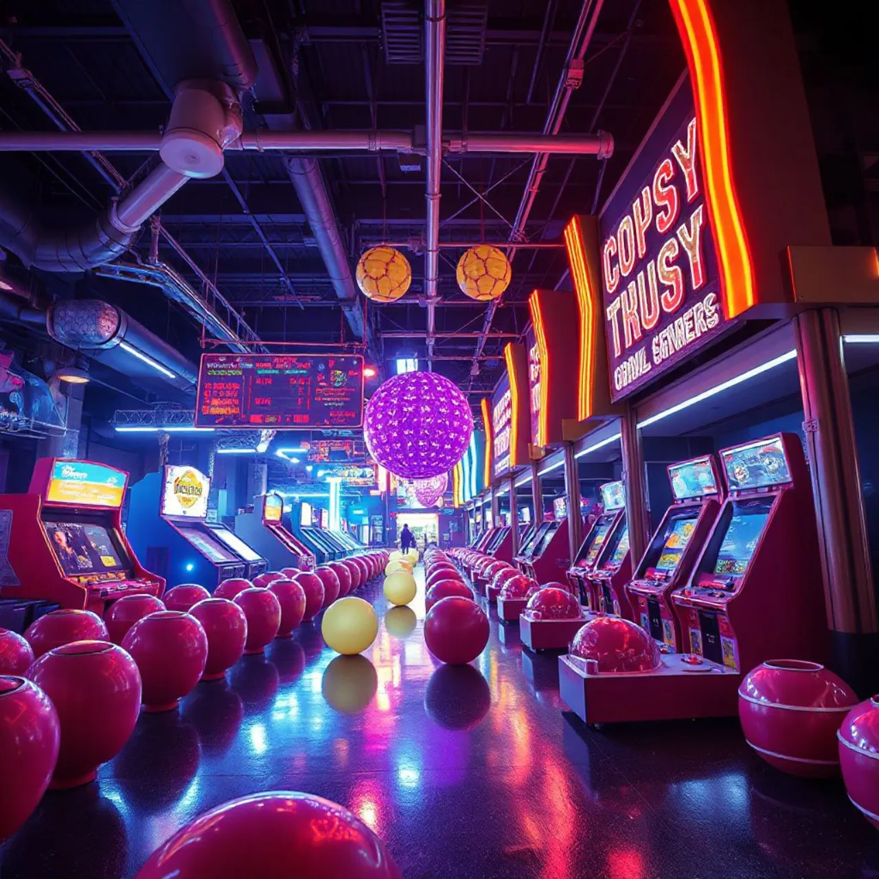 Logotipo de Ball x Pit com novos personagens coloridos, bolas brilhantes e a cidade‑base ao fundo