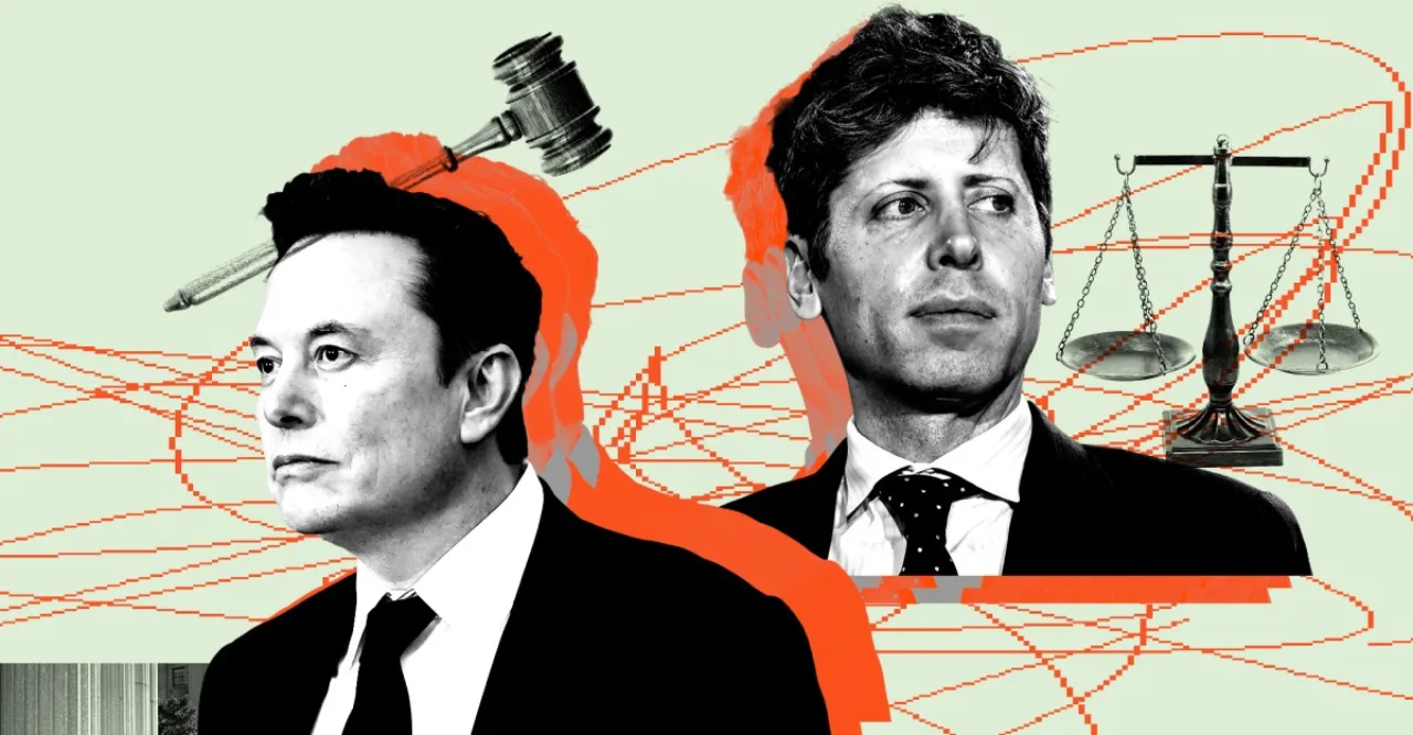 Pessoa em frente a um computador com códigos de IA na tela, simbolizando o embate tecnológico entre Musk e OpenAI
