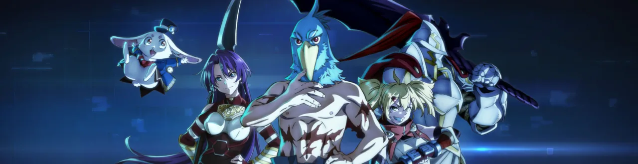 Jovem em camiseta de anime faz agachamento segurando controle, ao lado de caixas de energético e pôsteres de Wistoria