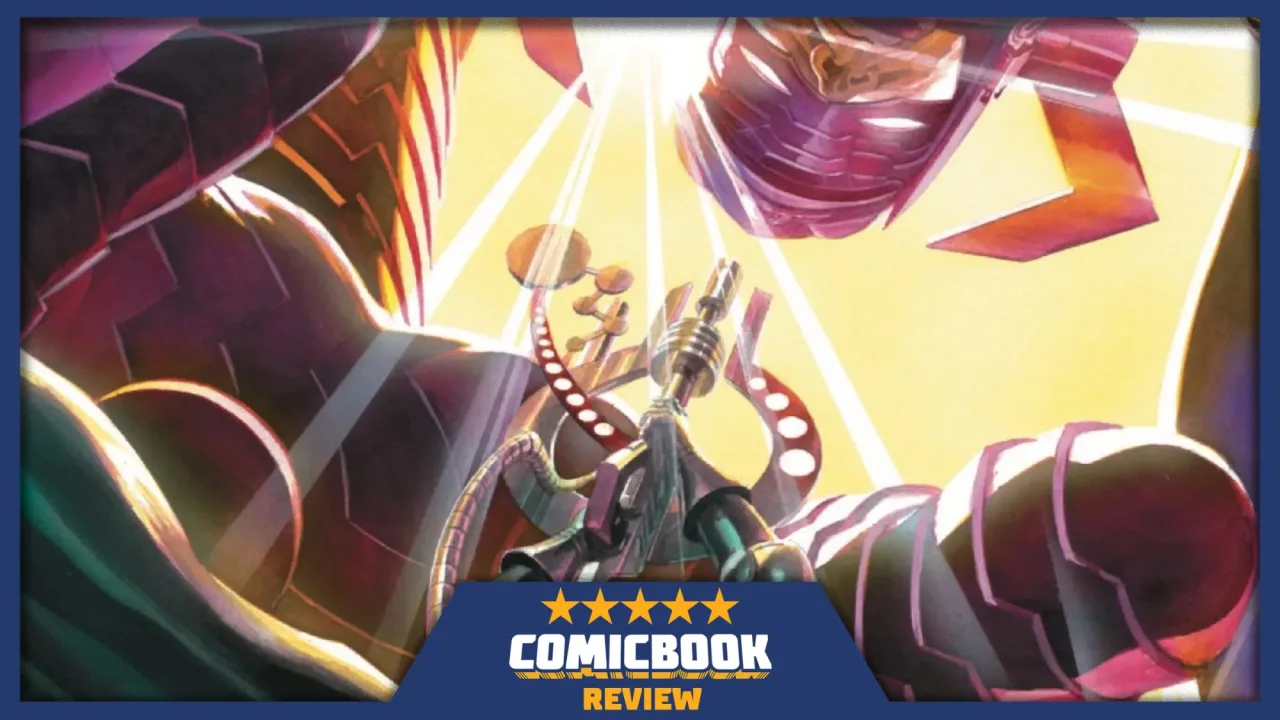 Capa de Doomquest #5 mostrando o Doutor Destino dentro do corpo da Mulher Invisível ao lado de Galactus
