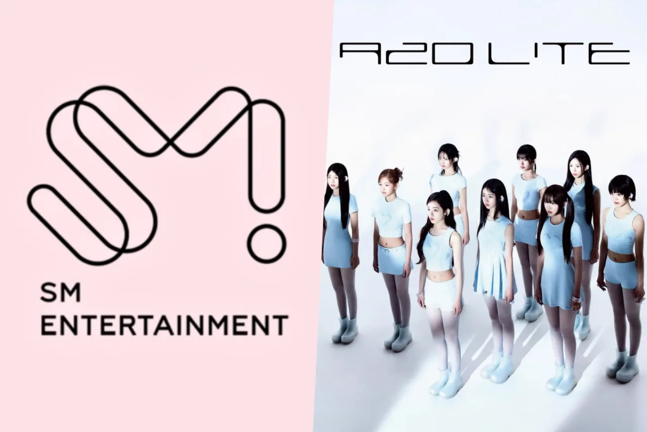 Logotipo da SM Entertainment ao lado do ícone da A2O LITE e captura da tela do desafio NEON