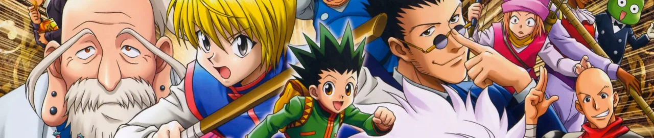 Jovem em roupa esportiva lê Hunter x Hunter sentado num banco de parque, com garrafa d’água e tênis ao lado
