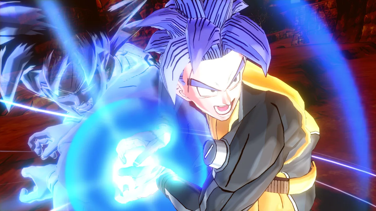 Jovem praticando artes marciais em academia, usando luvas, com poster de Dragon Ball ao fundo