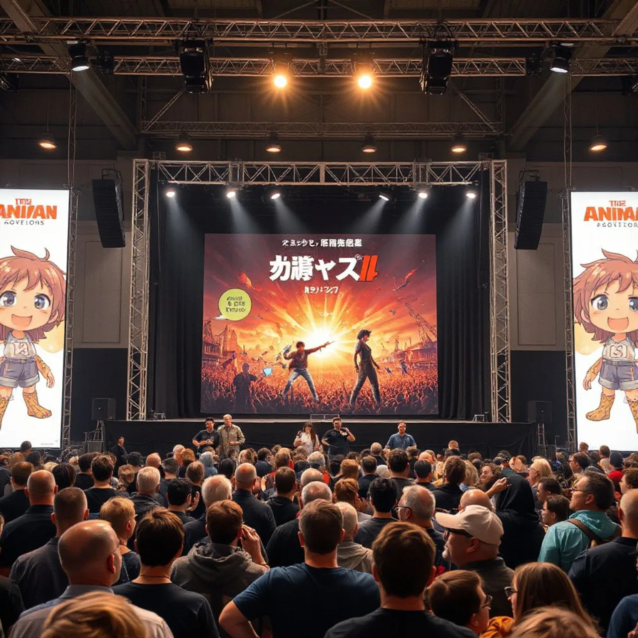 Painel da VIZ na NYCC 2026 exibe pôster de Naruto com Naruto, Boruto e logo da franquia ao fundo