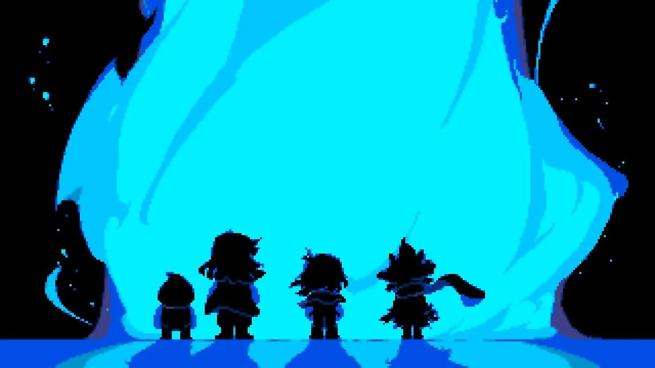 Jogador faz abdominais enquanto controla personagem de Deltarune no Switch, com barra de peso e headset