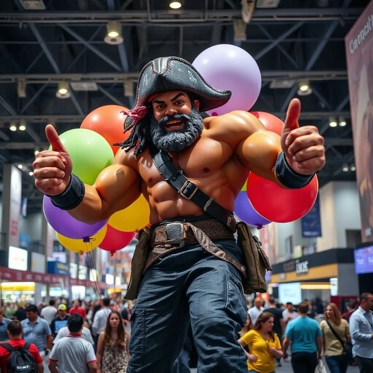 Balões gigantes de Luffy em Gear 2, 4 e 5 dominam o pavilhão da CCXP26, ao lado do logo do evento e fãs animados