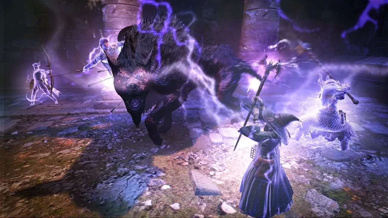 Jogador em camiseta esportiva levanta halteres ao lado de consoles Xbox e pôsteres de Dragon's Dogma