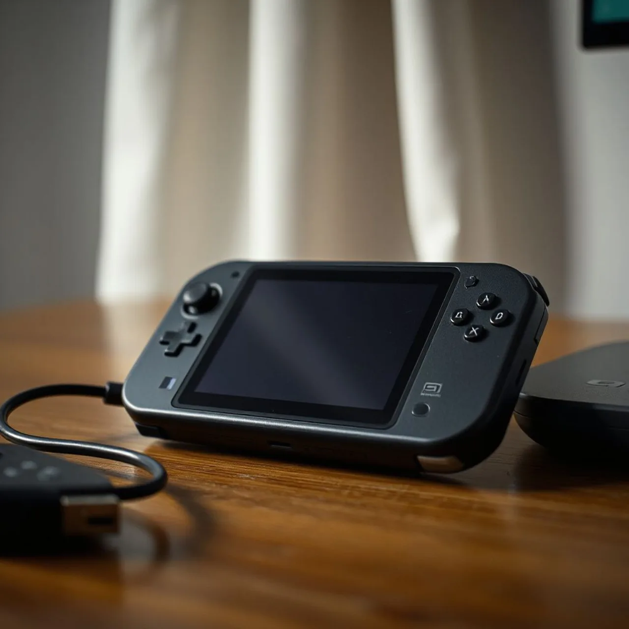 Console Playdate da Panic com tela exibindo alerta de atualização de firmware e data 15/10 ao fundo