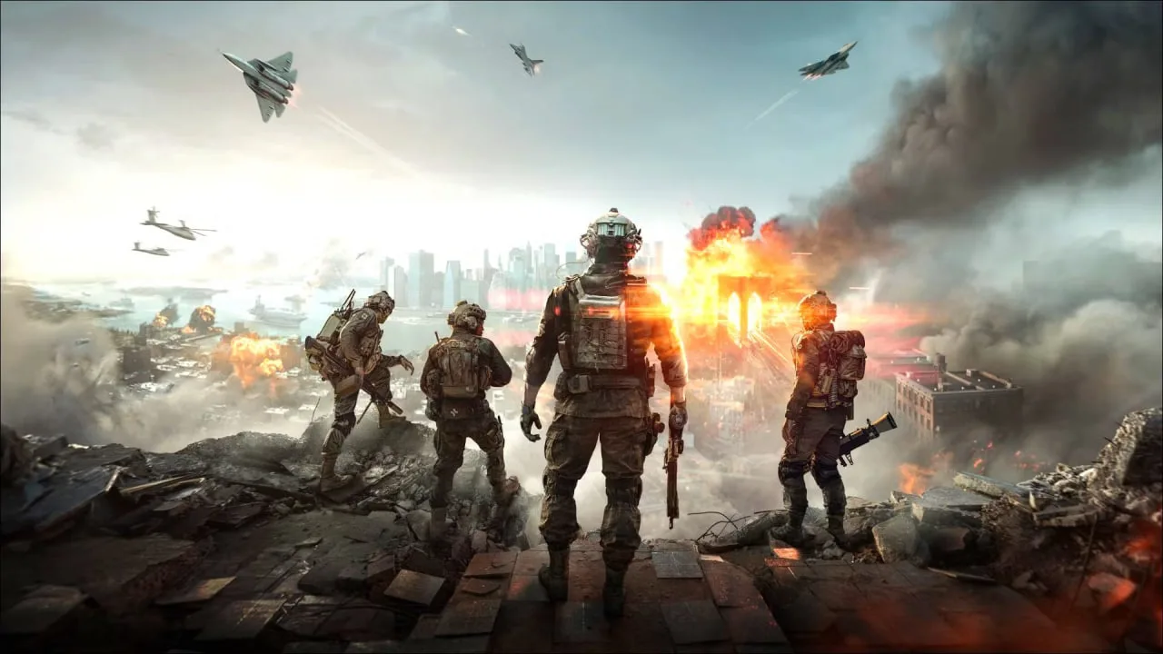 Jogador fazendo alongamento de punho ao lado de uma salada e um headset, com Battlefield 6 na tela do computador