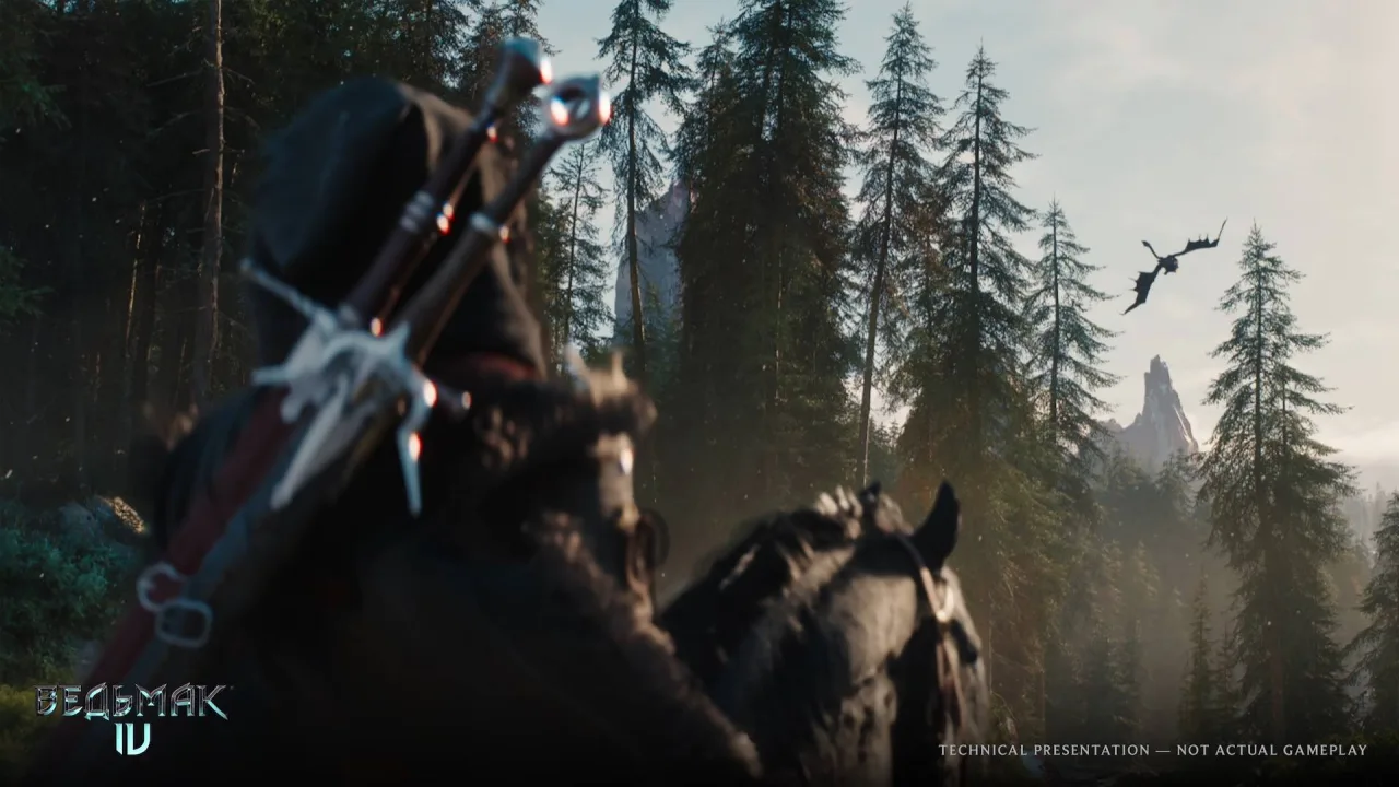Jovem em roupa esportiva levanta halteres ao lado de um console Xbox com capa de The Witcher 4 ao fundo