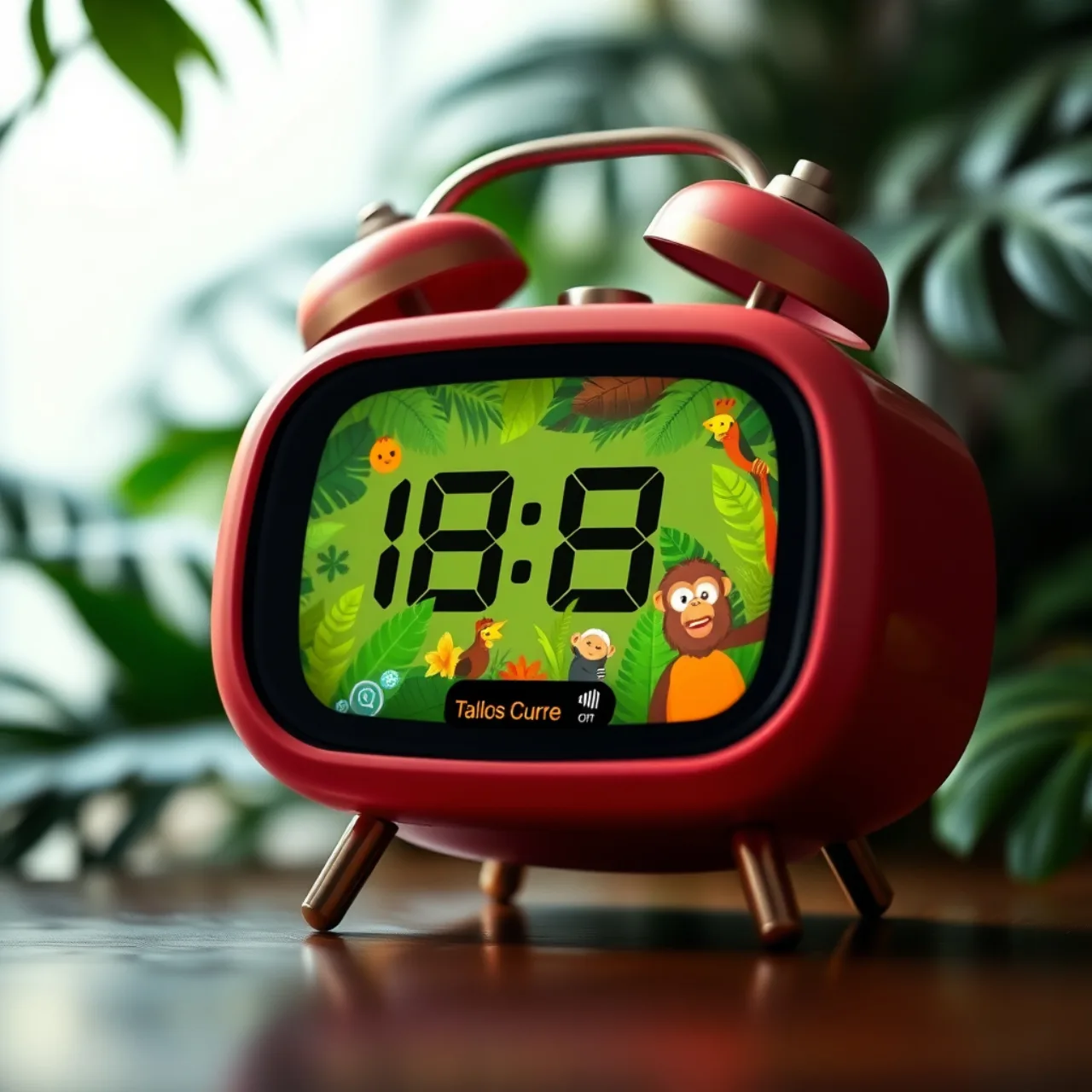 Jovem vestindo roupa de treino, correndo ao ar livre, com smartwatch exibindo a tela do Nintendo Alarmo em tema Donkey Kong
