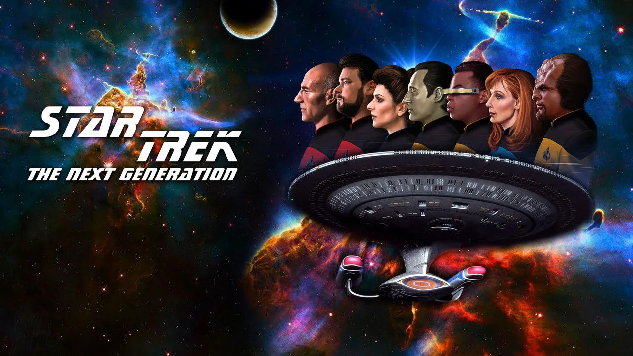 Jovem em camiseta da Enterprise faz supino enquanto holograma da nave aparece ao fundo