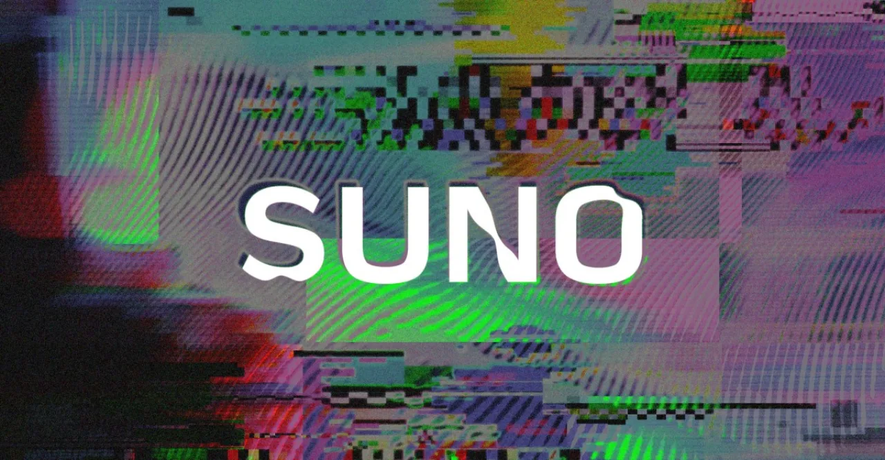 Logotipos da Sony e da Universal ao lado de um cérebro digital com notas musicais e um martelo de juiz