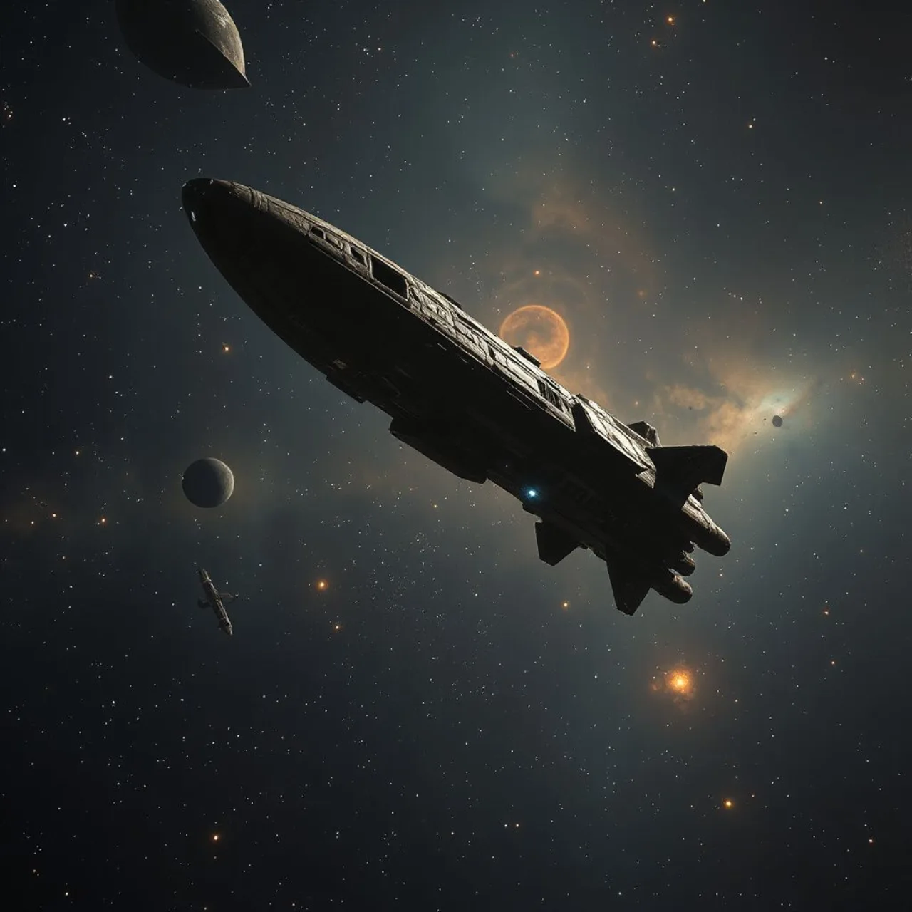 Planeta azul de Vega ao fundo, nave espacial da DC e o anel do Lanterna Verde flutuando no cosmos