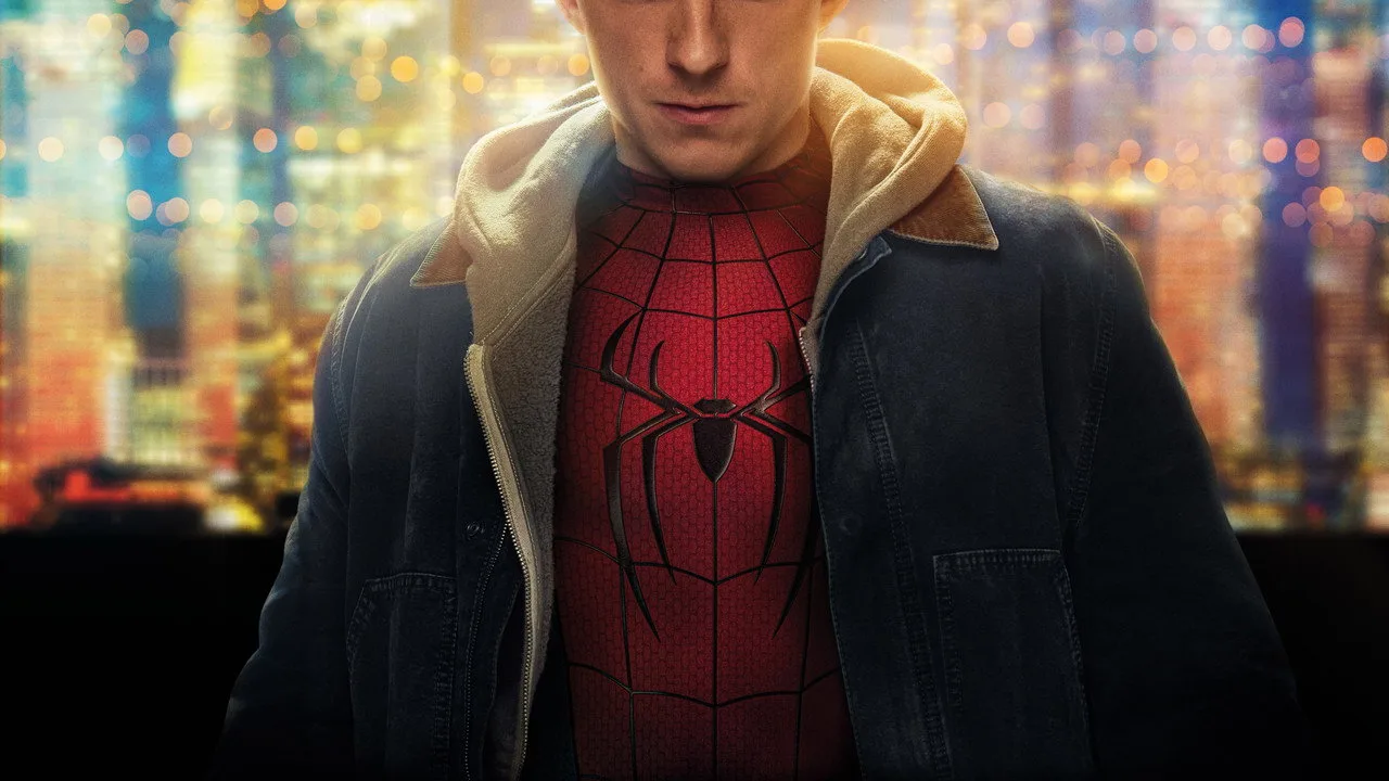 Um jovem em roupa de academia lê a capa de “Spider‑Man: Brand New Day” enquanto faz agachamento com halteres